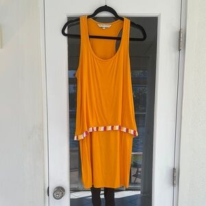 Trina Turk Yellow Sleeveless Dress with Striped Trim